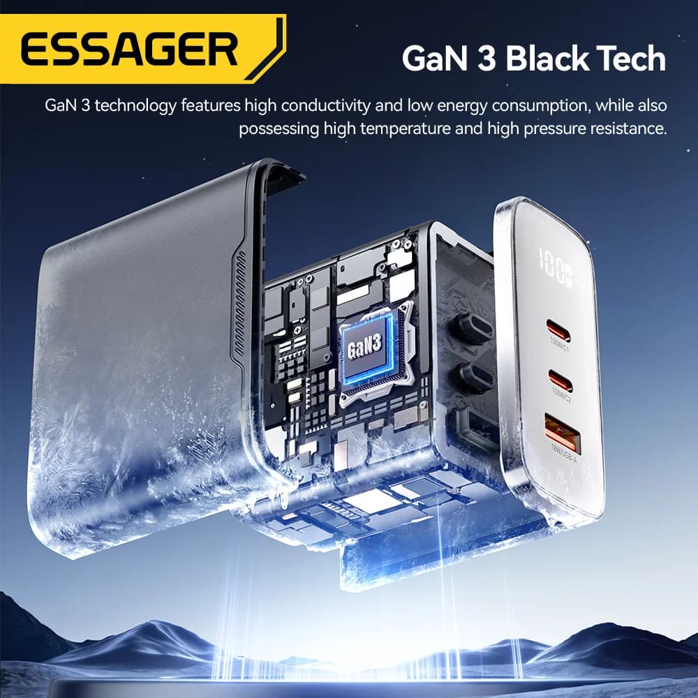 デジタル表示付き 100W GaN USB-C充電器