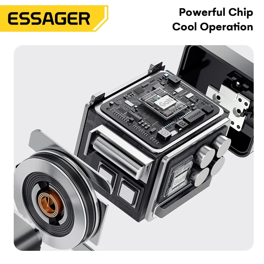 リトラクタブルケーブル付き65W GaN充電器