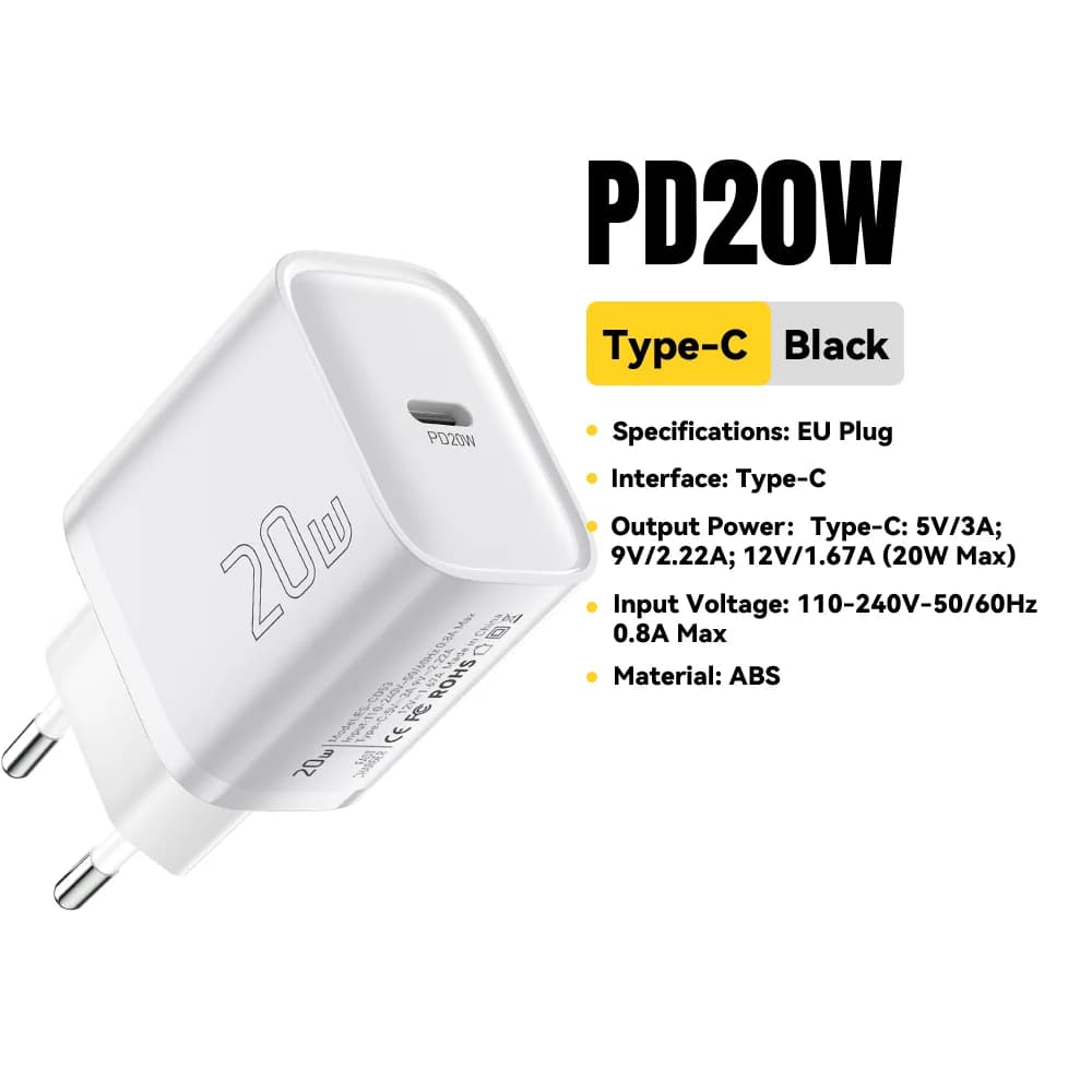 ミニ 20W USB-C PD 急速充電 ウォールチャージャー