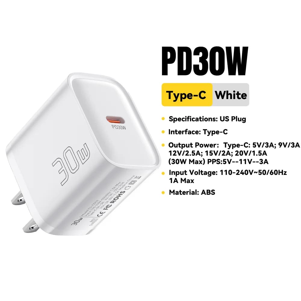 30W ミニ USB-C PD高速充電器