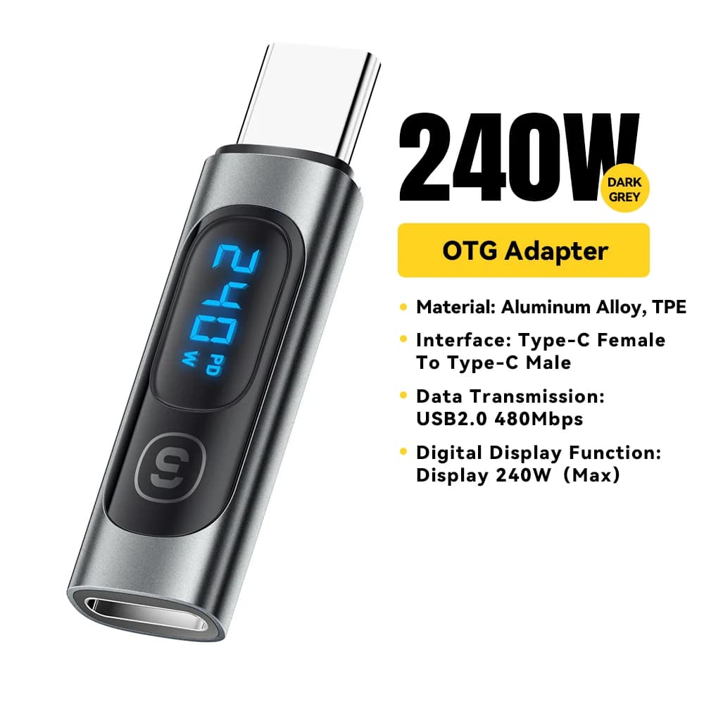 USB-C to USB-C OTG アダプタ デジタル表示付き