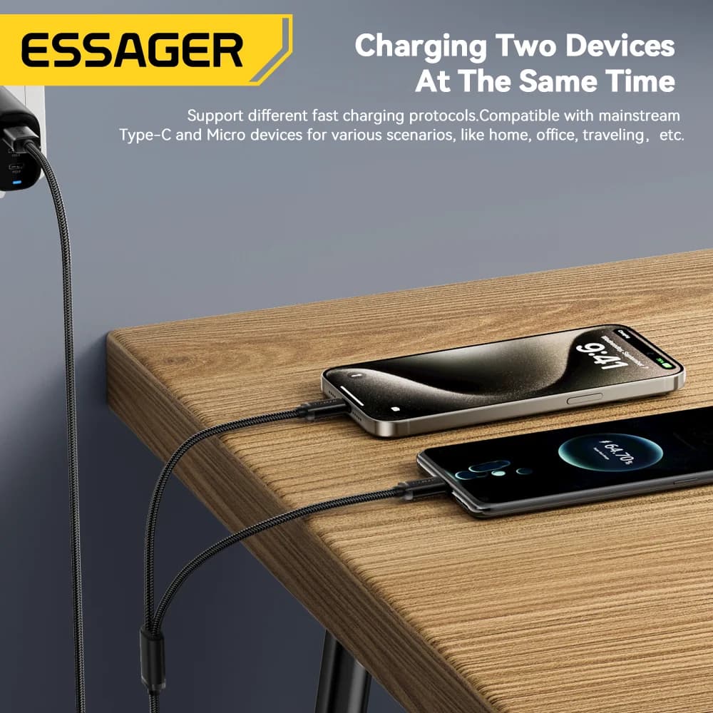 2-in-1 USB Type-C & Micro USB 高速充電ケーブル