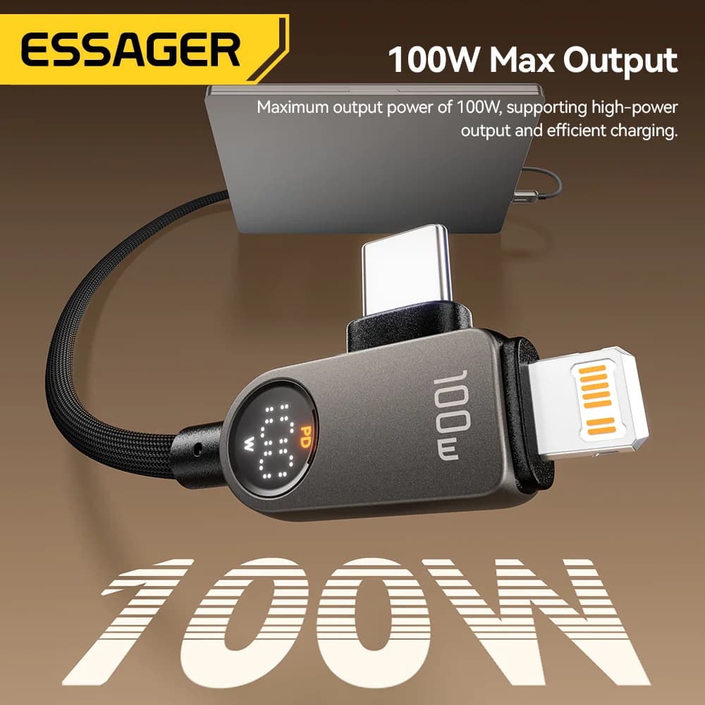 2-in-1 USB-C to Lightningケーブル, 100W PD