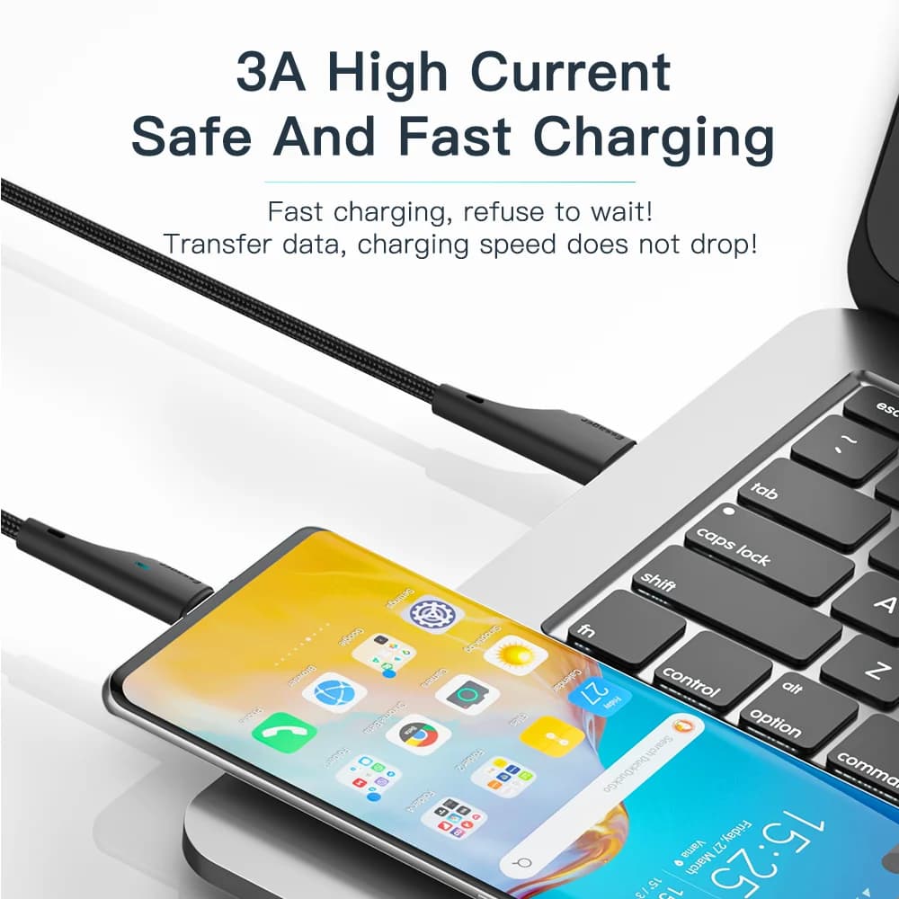 3A USB-A to USB-C 高速充電ケーブル