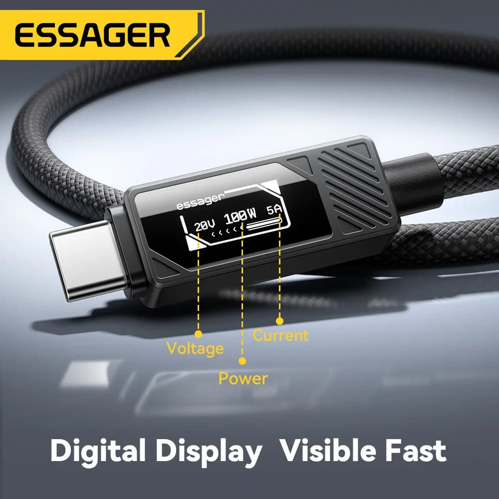 デジタルディスプレイ付き 100W USB-C PD充電ケーブル