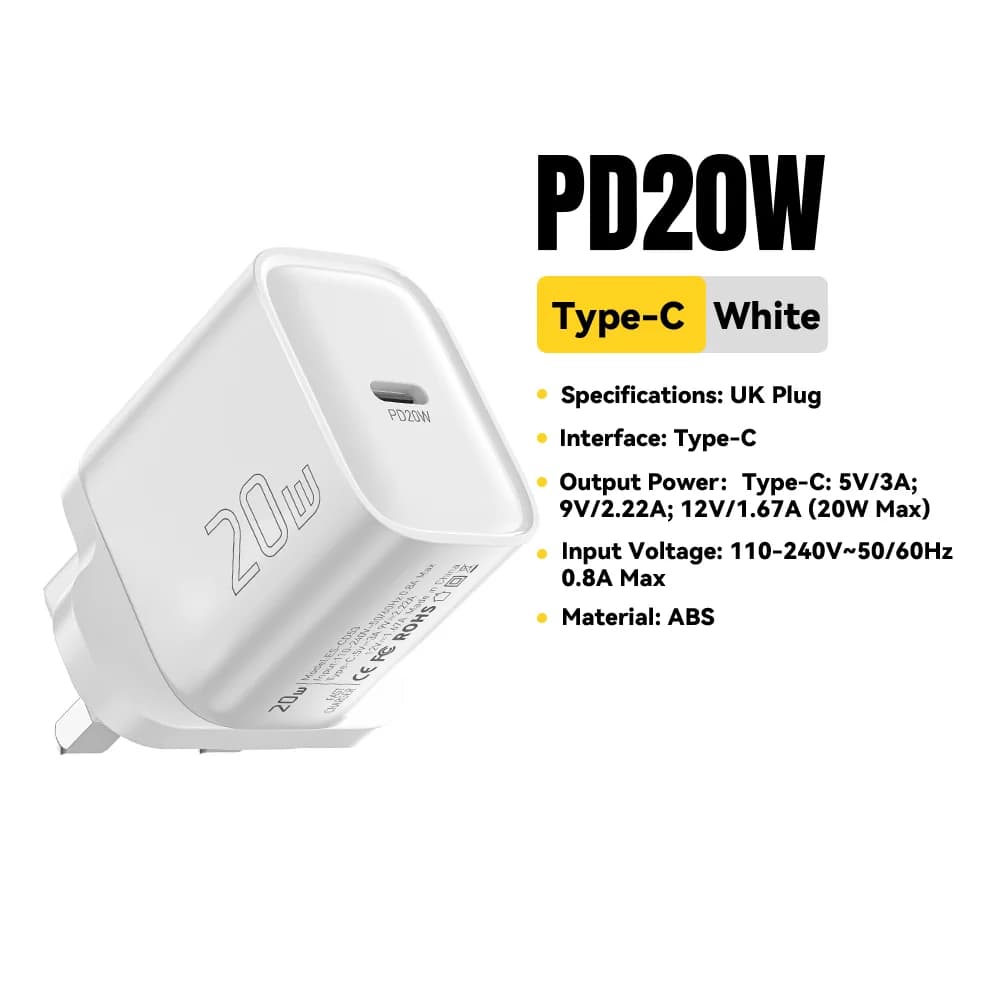 ミニ 20W USB-C PD 急速充電 ウォールチャージャー