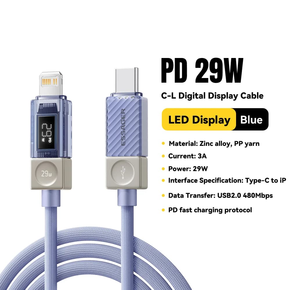デジタルディスプレイ付き USB-C to Lightningケーブル