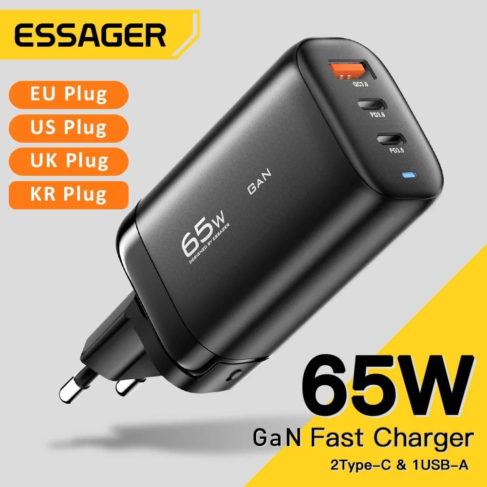 65W GaN USB-C ノートPC充電器, PPS対応