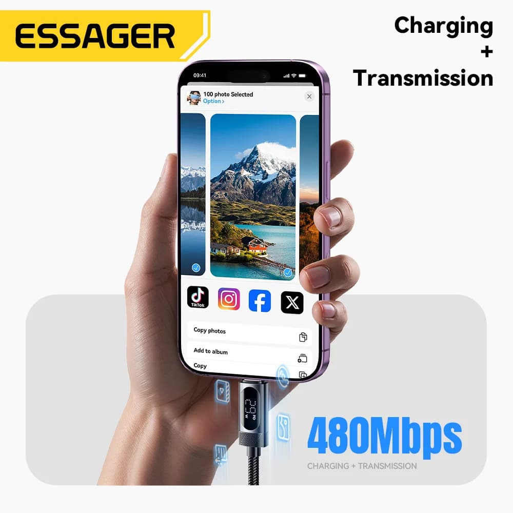 デジタル表示付き USB-C to Lightning ケーブル, 29W PD