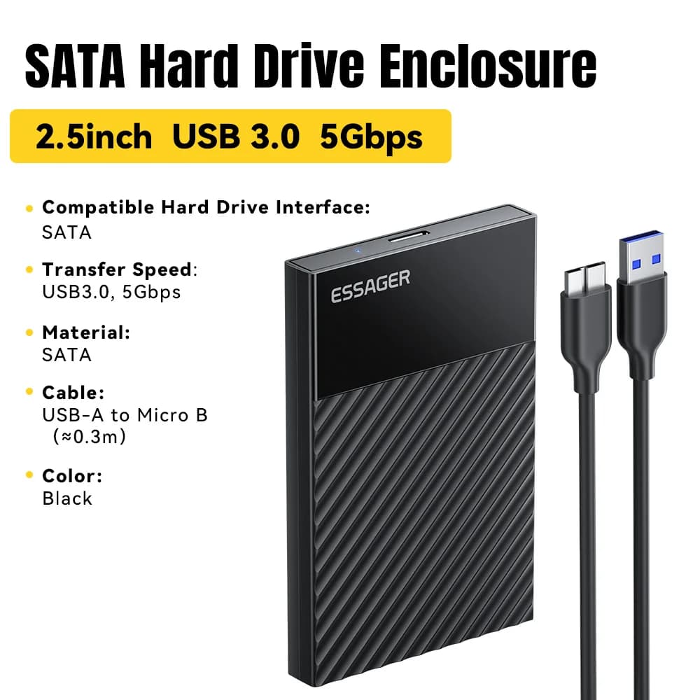 2.5インチ USB 3.0 SATA SSD/HDD ケース