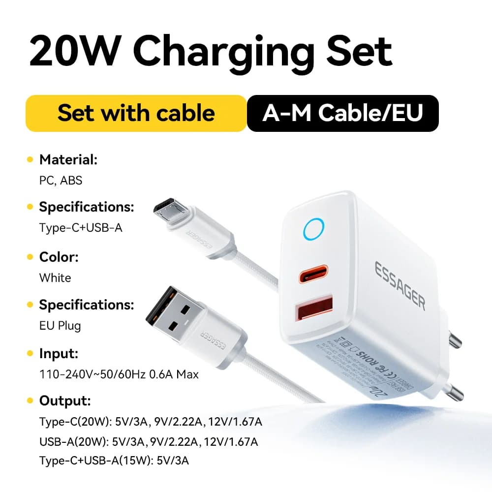 20W USB-C PD高速充電器セット