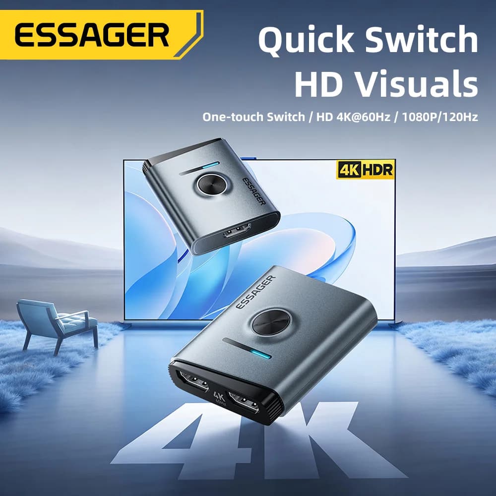 4K 60Hz HDMIスイッチャー 2in1 スプリッターアダプター
