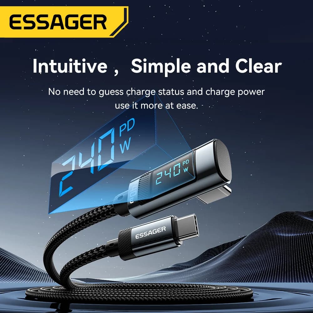 240W 90度角度 USB-C to USB-C ケーブル