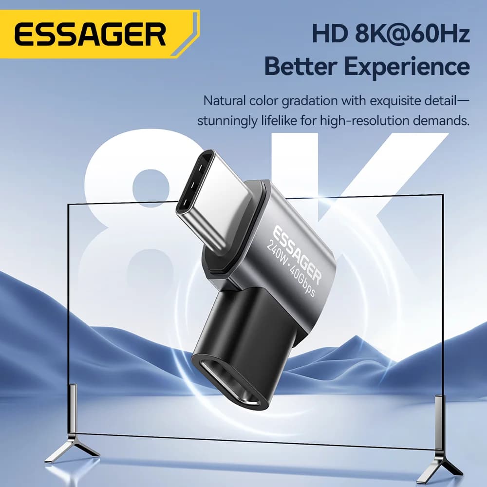 USB4.0 240W 90度 OTG データアダプター 8K