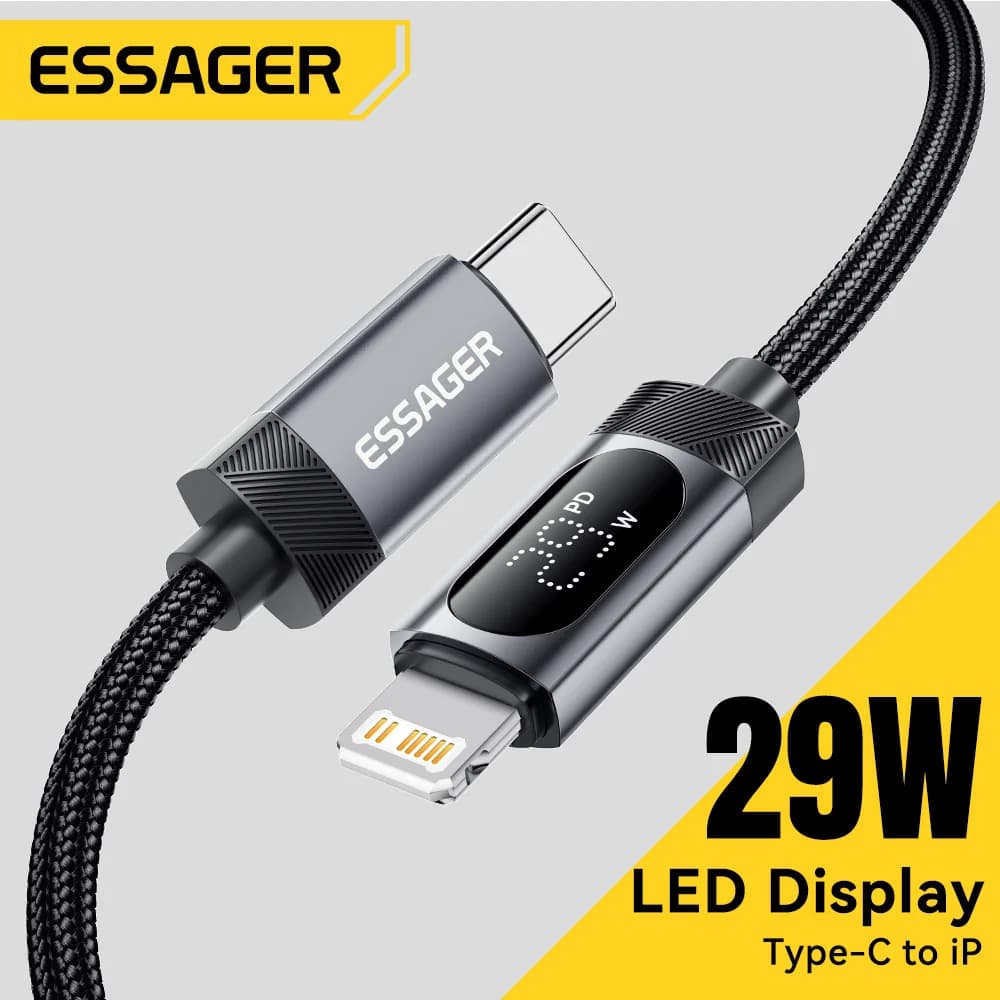 デジタル表示付き USB-C to Lightning ケーブル, 29W PD
