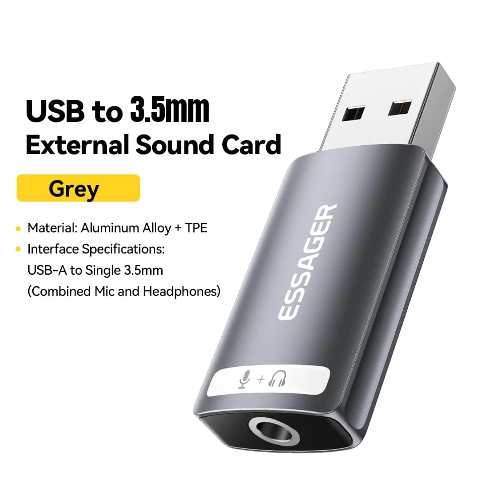 外部USBサウンドカード 3.5mmオーディオアダプター付き