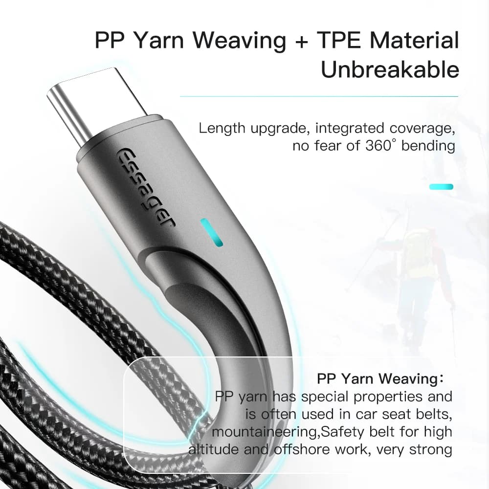 3A USB-A to USB-C 高速充電ケーブル