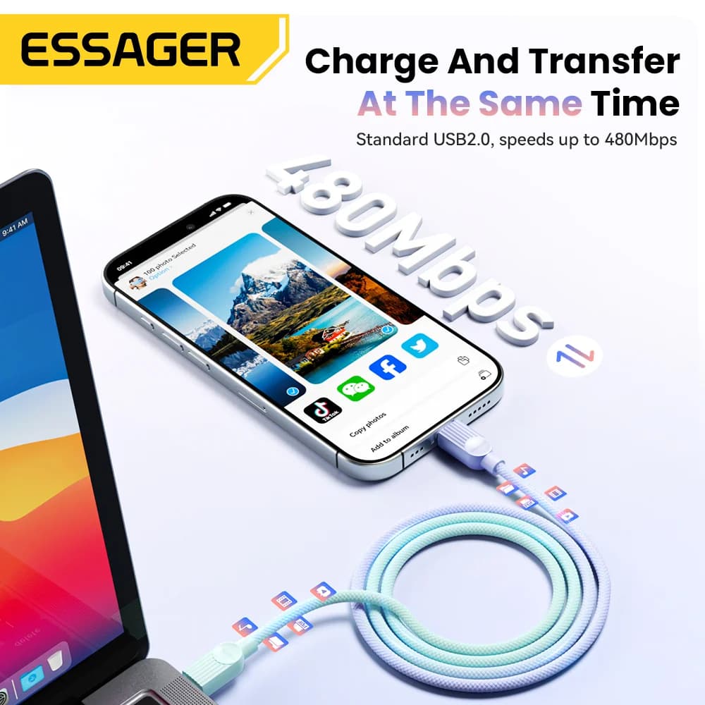 60W カラー USB-C to USB-C 高速充電ケーブル