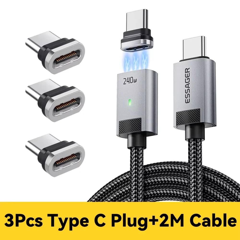 240W マグネット式 USB-C to USB-C 充電ケーブル