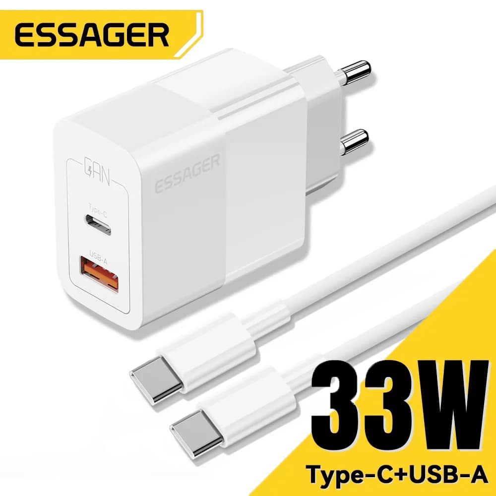 33W デュアルポート ミニ USB-C 高速壁面充電器