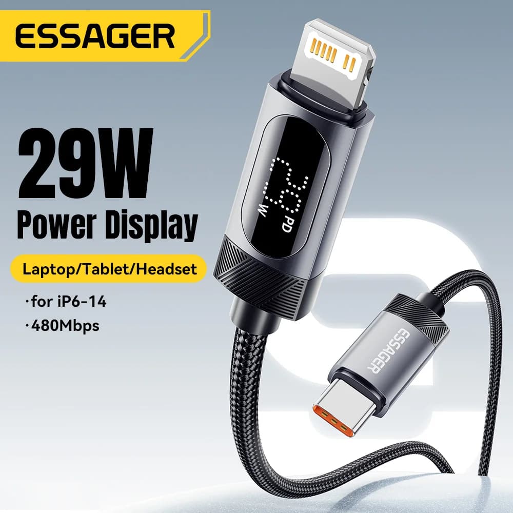 デジタル表示付き USB-C to Lightning ケーブル, 29W PD