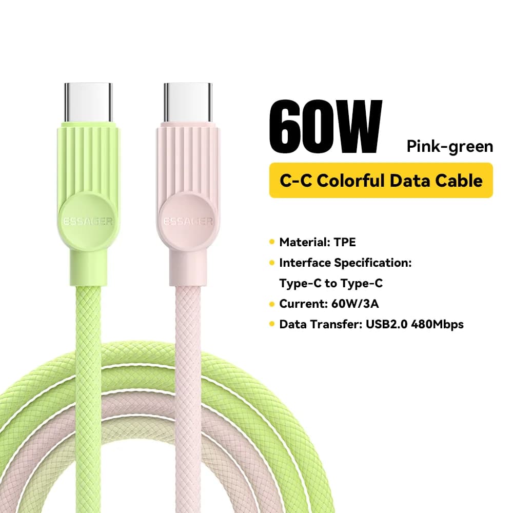 60W カラー USB-C to USB-C 高速充電ケーブル