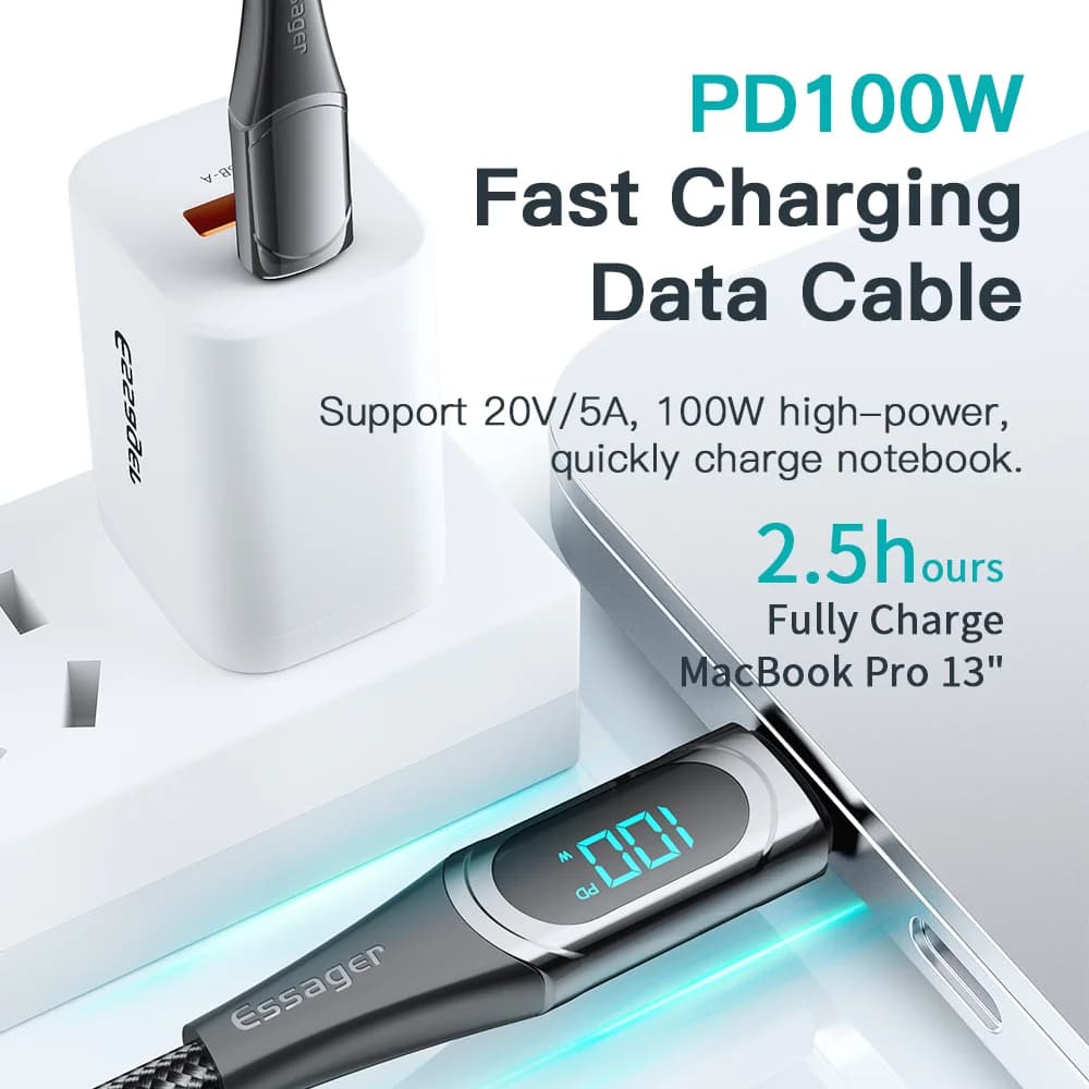100W USB-C to USB-Cケーブル, 2M