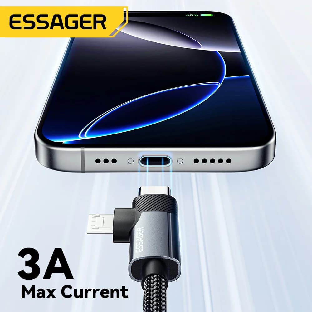 2-in-1 65W PD高速充電ケーブル Type-C/USB-A to Micro