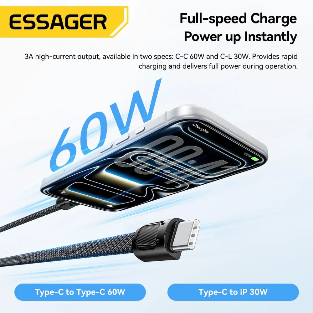 60W USB-C to Lightning 高速充電 ラニヤードケーブル