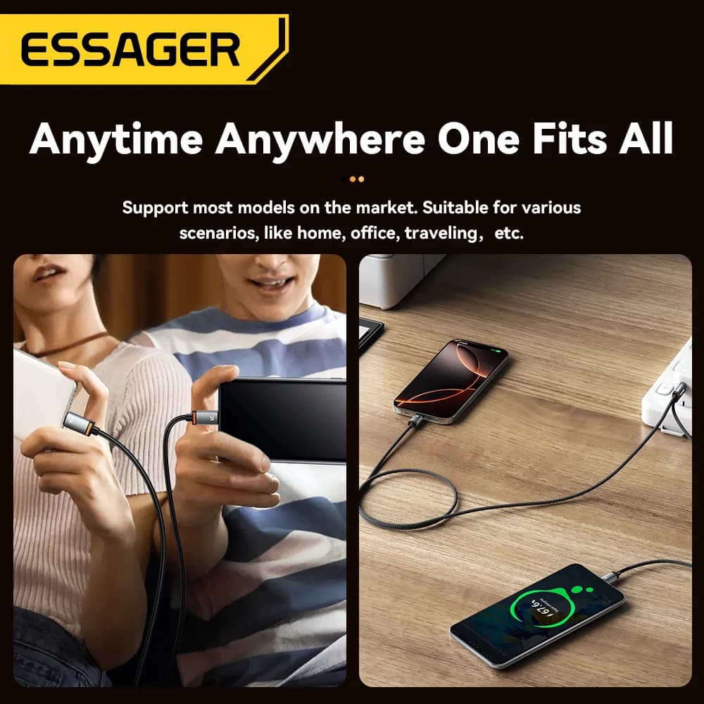 2in1 USB-A to Type-C/Lightningケーブル 100W対応