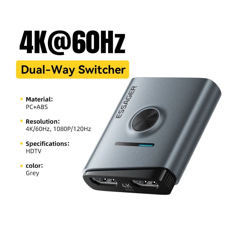 4K 60Hz HDMIスイッチャー 2in1 スプリッターアダプター