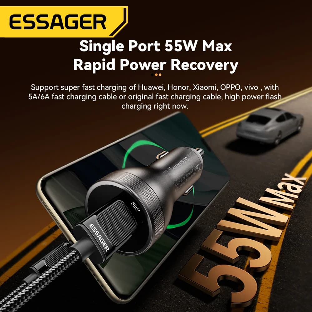 デジタル表示付き 73W USB-C カーチャージャー