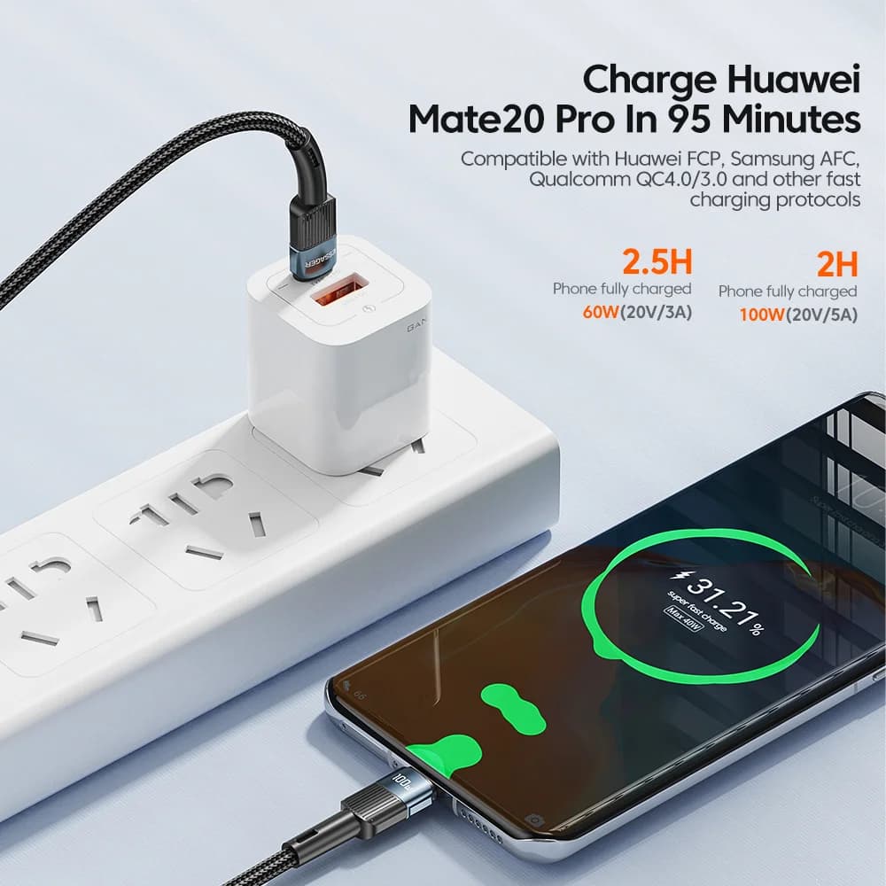 100W USB-C to USB-C 高速充電ケーブル 3m