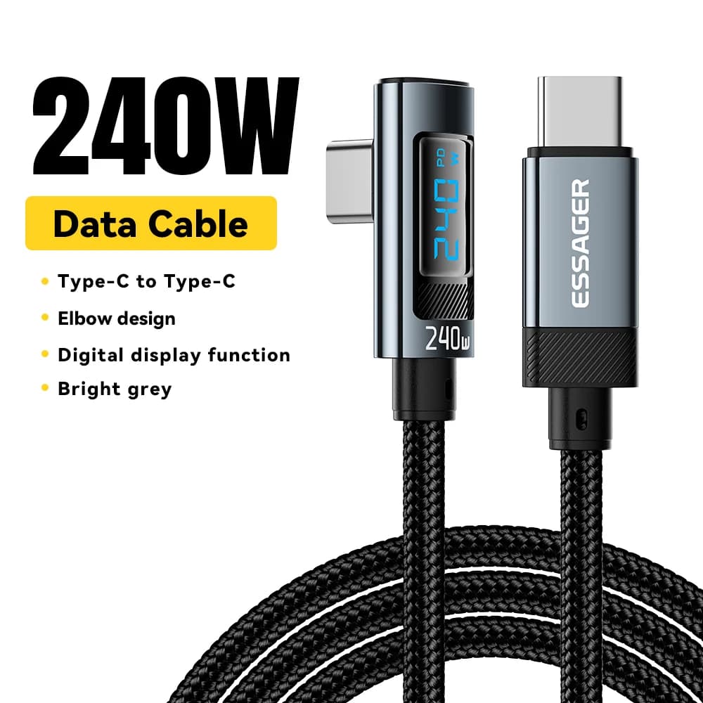 240W 90度角度 USB-C to USB-C ケーブル