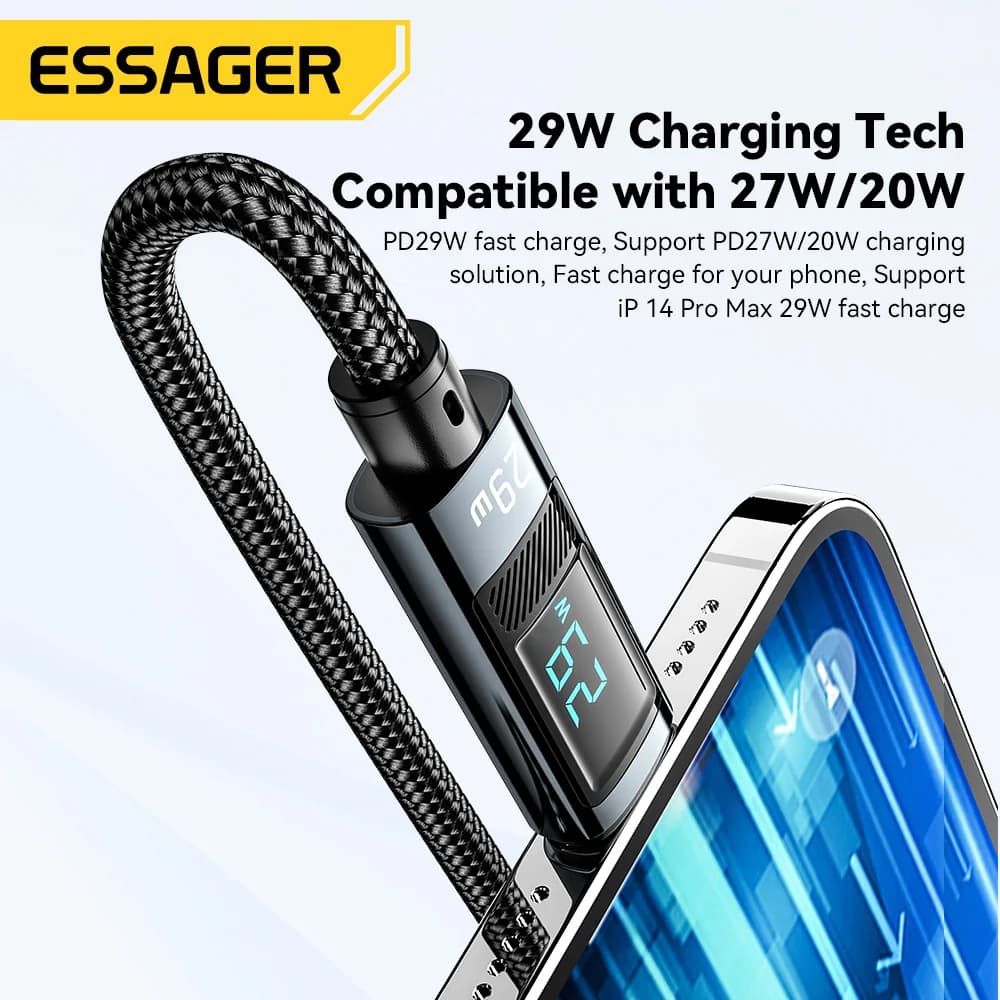USB-C to Lightning PD高速充電ディスプレイ付きケーブル