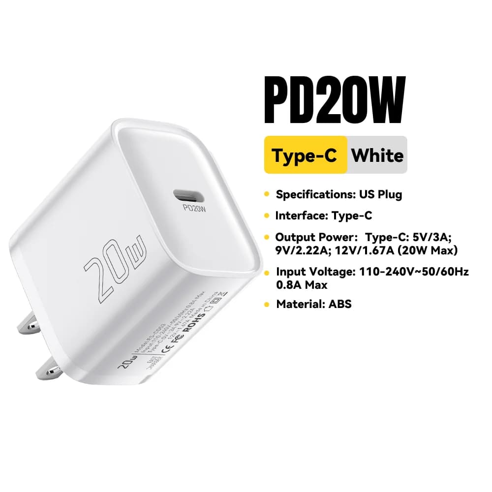 ミニ 20W USB-C PD 急速充電 ウォールチャージャー