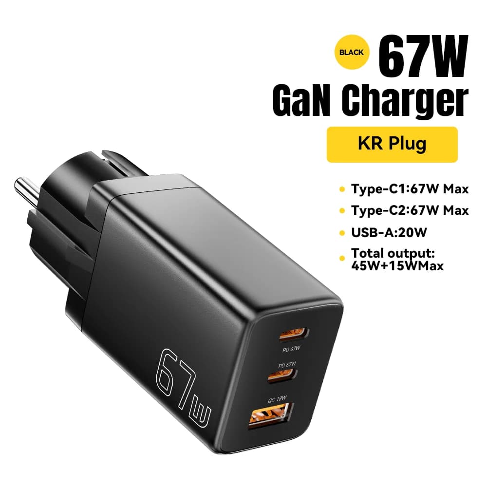 GaN USB Type-C充電器 EU/KRプラグ対応